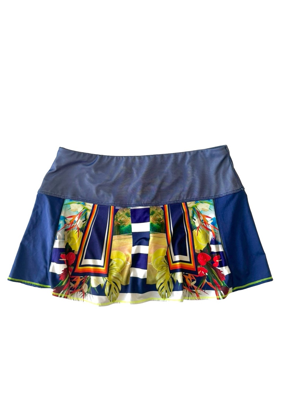 Lucky in Love Tennis Skort Womens M Navy Tropical Print Built In Shorts Golf